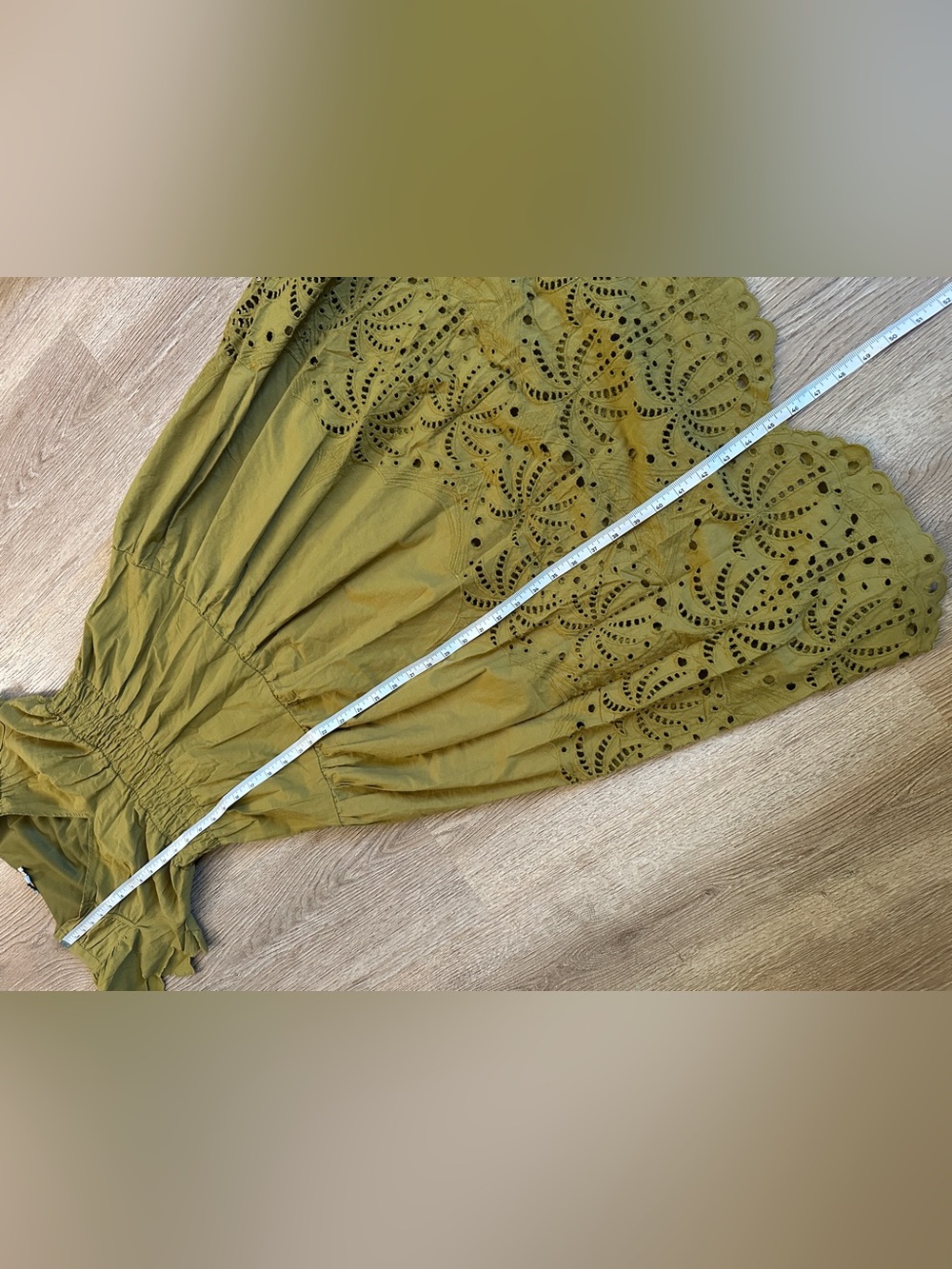 Moon River Green Eyelet Tiered Maxi Dress Small - Picture 11 of 11